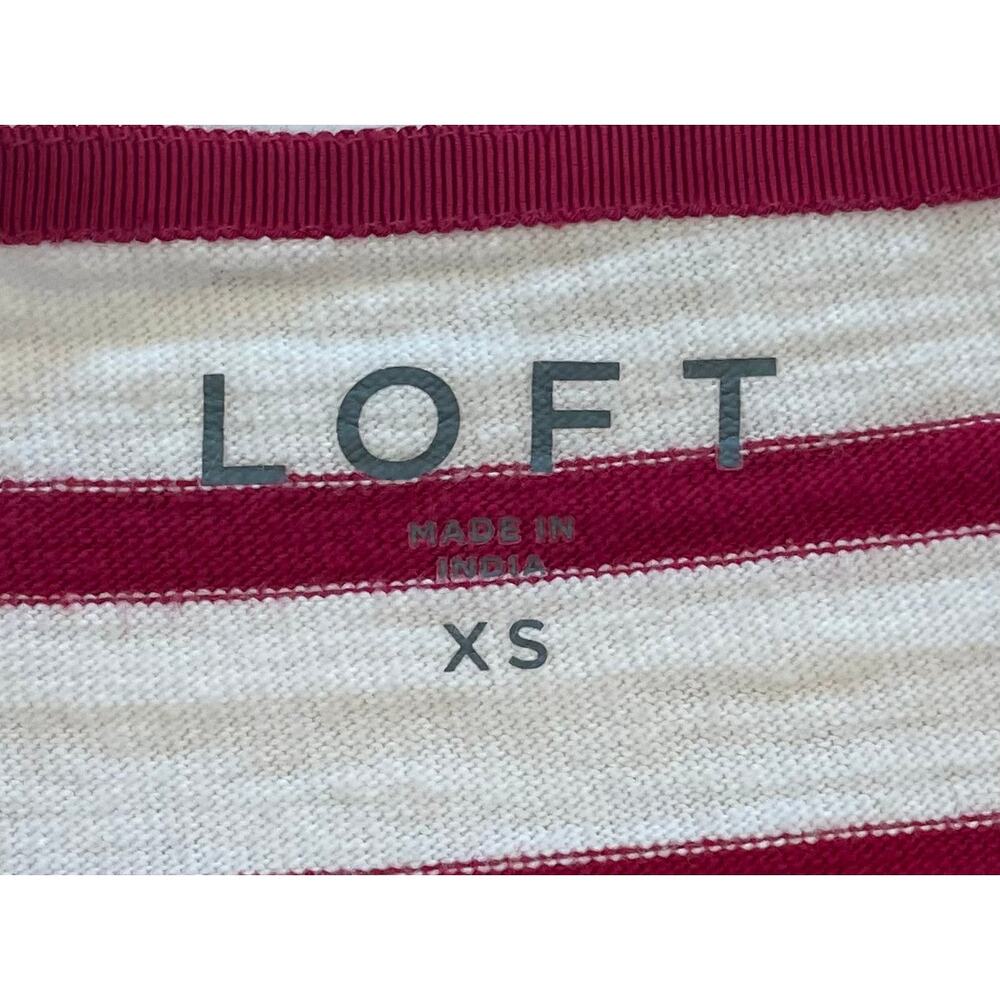 Ann Taylor LOFT Red Stripe Long Sleeve T-Shirt, Ribbon Detail, Minimalist, XS - Picture 7 of 13